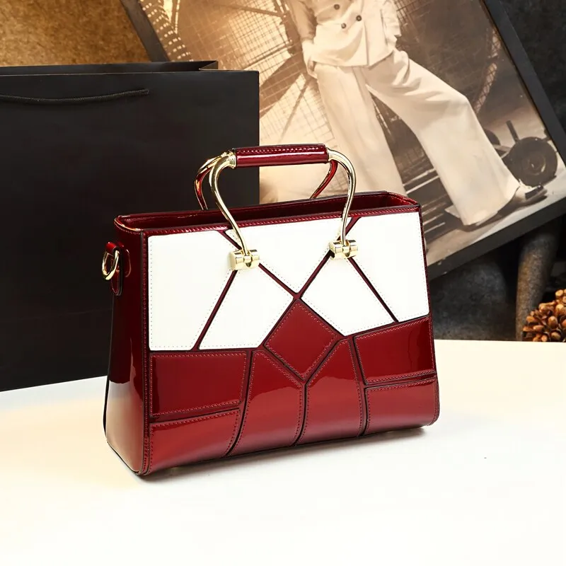 Women's Genuine Leather Geometric Pattern Rhombus Shoulder Handbag