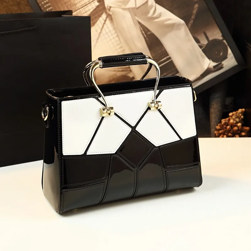 Women's Genuine Leather Geometric Pattern Rhombus Shoulder Handbag