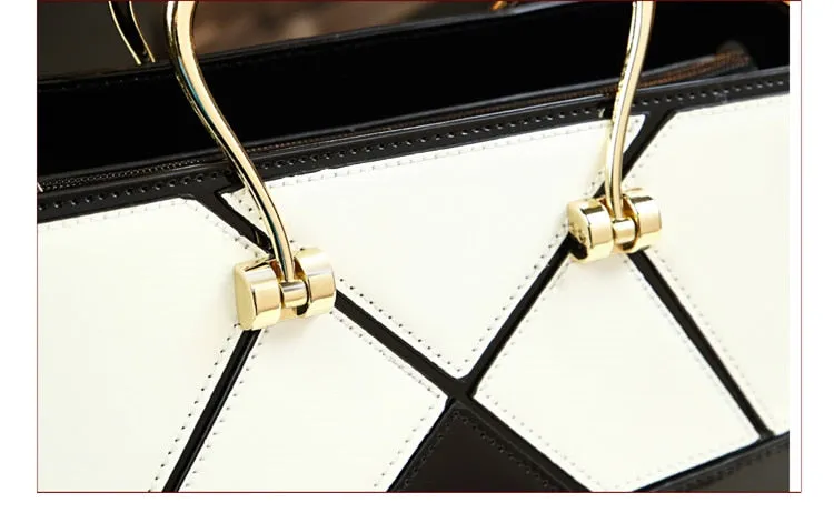 Women's Genuine Leather Geometric Pattern Rhombus Shoulder Handbag