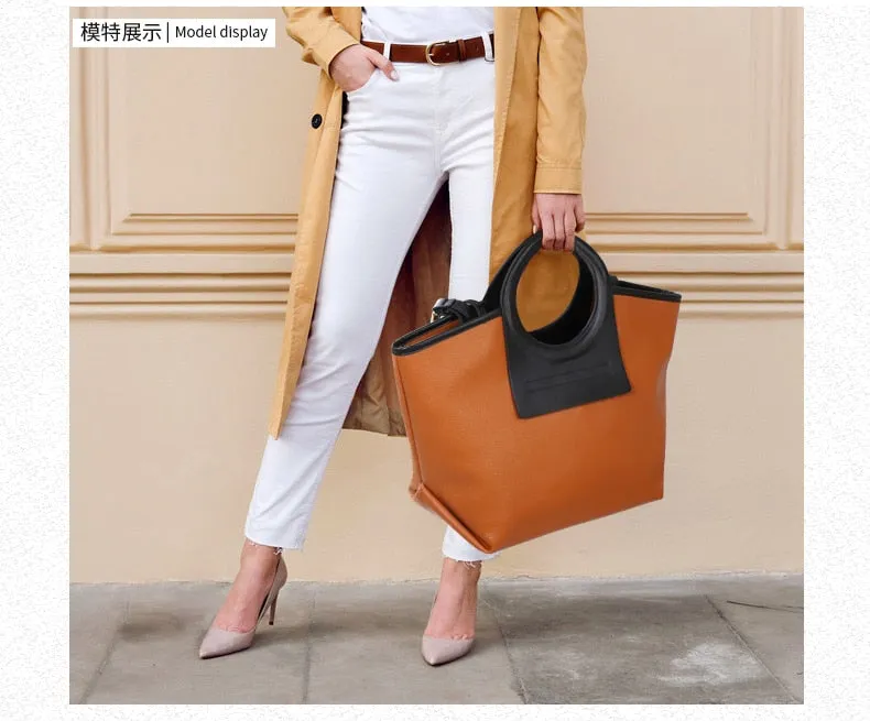 Women's Genuine Leather Large Capacity Commuter Shoulder Tote Handbag