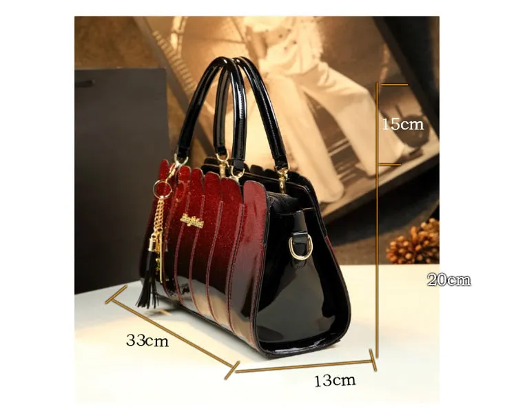 Women's Genuine Leather Large Capacity Top Handle Tassel Handbag