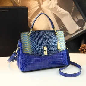 Women's Genuine Leather Snake Pattern Small Crossbody Shoulder Handbag