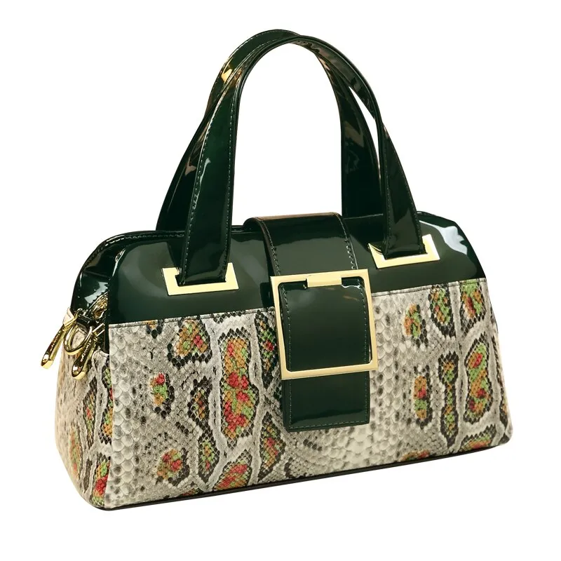 Women's Snake Pattern Middle-Aged Large Capacity One-Shoulder Handbag