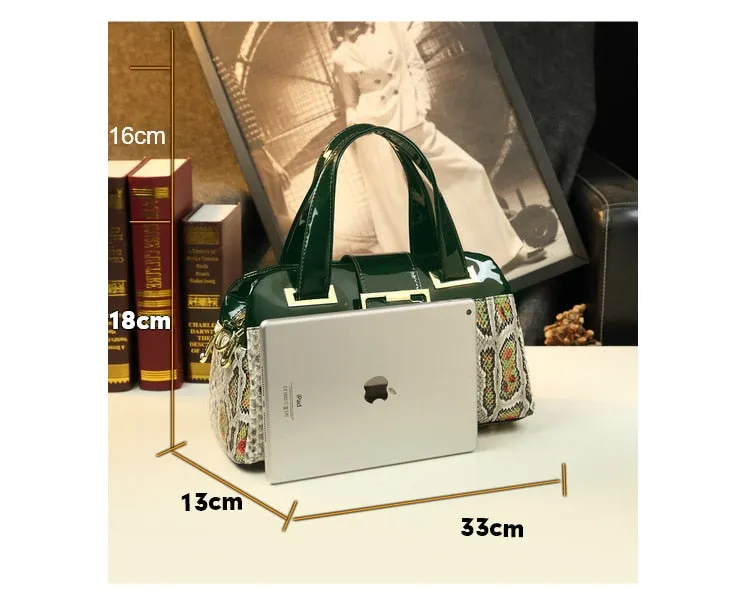 Women's Snake Pattern Middle-Aged Large Capacity One-Shoulder Handbag